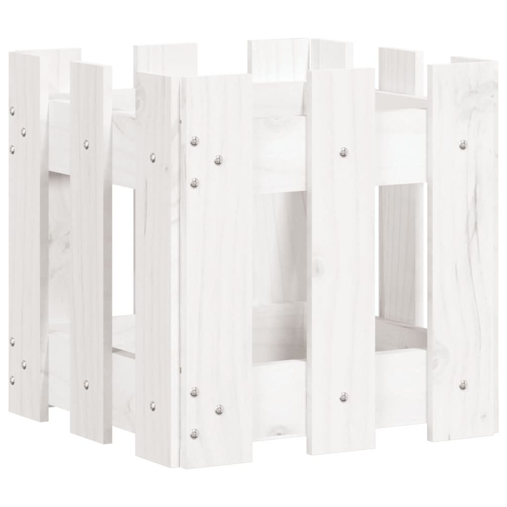 furnicato Hochbeet Pflanzkübel aus Massivholz Weiß 30 x 30 x 30 cm