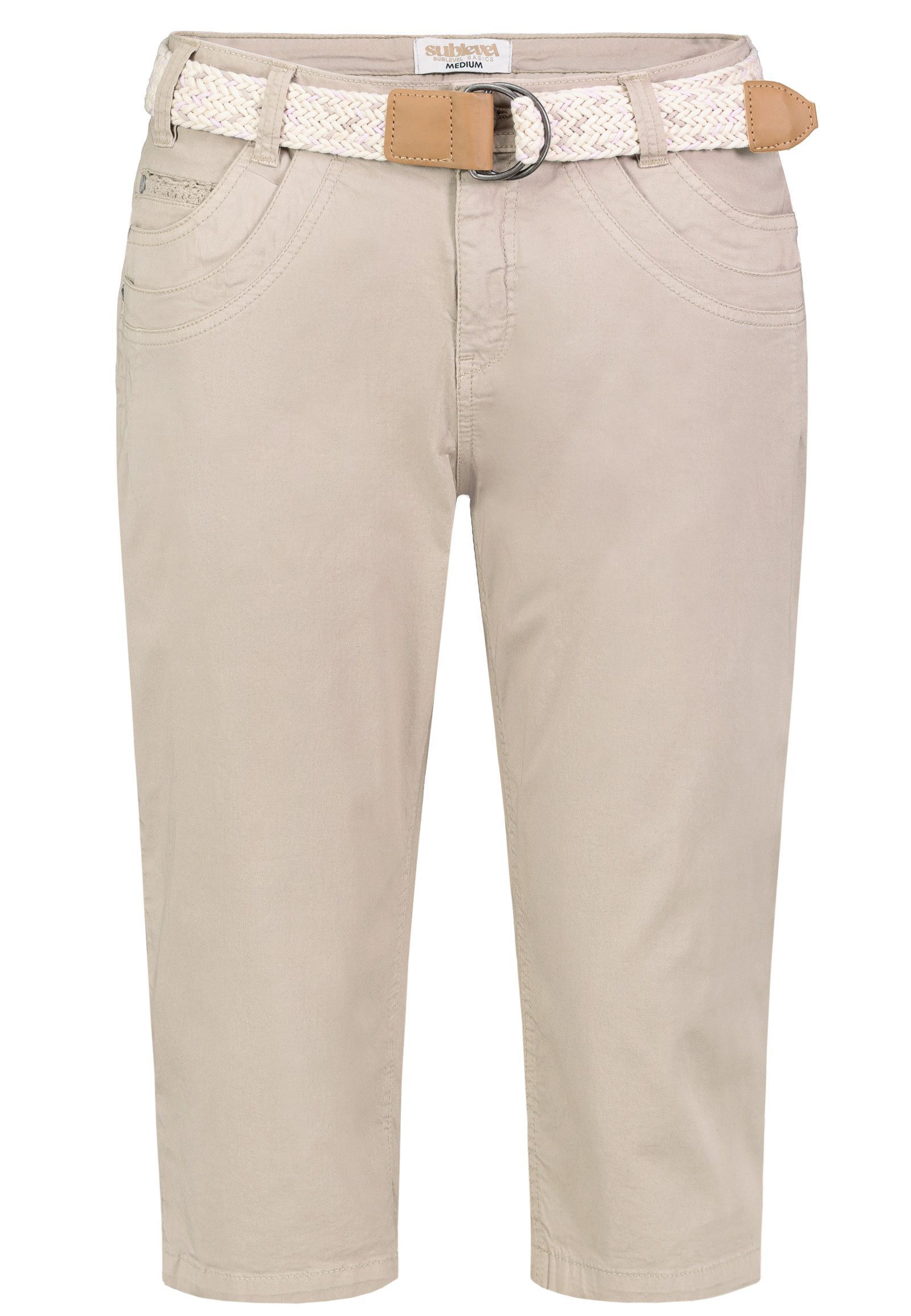 SUBLEVEL Caprihose Flexible Stretchqualität Komfortabler für Damen (1-tlg) Baumwolle Normal Fit Einfarbig atmungsaktiv Reißverschluss