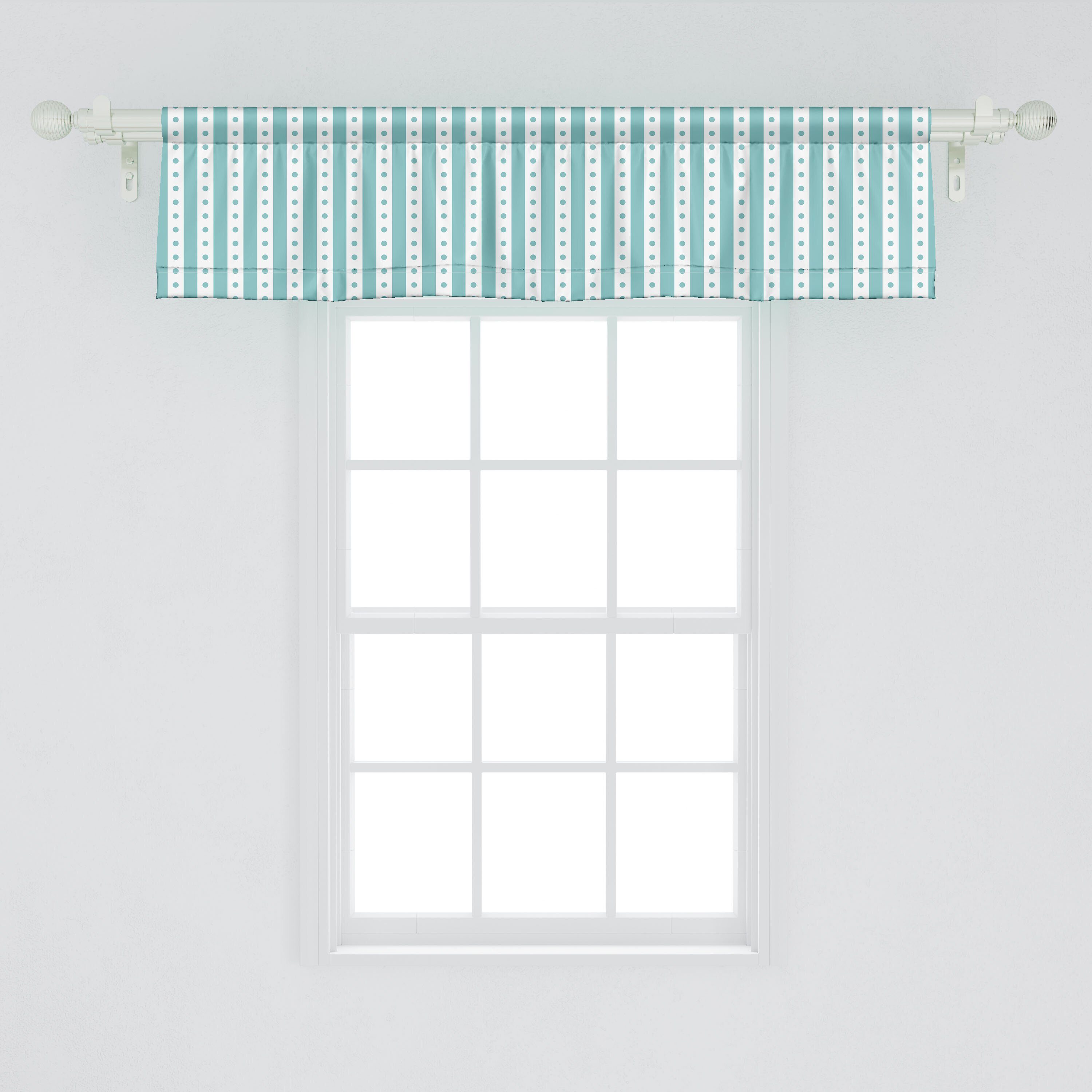 und Scheibengardine Schlafzimmer Küche Retro Jahrgang Punkte Streifen Microfaser, für Abakuhaus, Vorhang mit Volant Stangentasche, Dekor