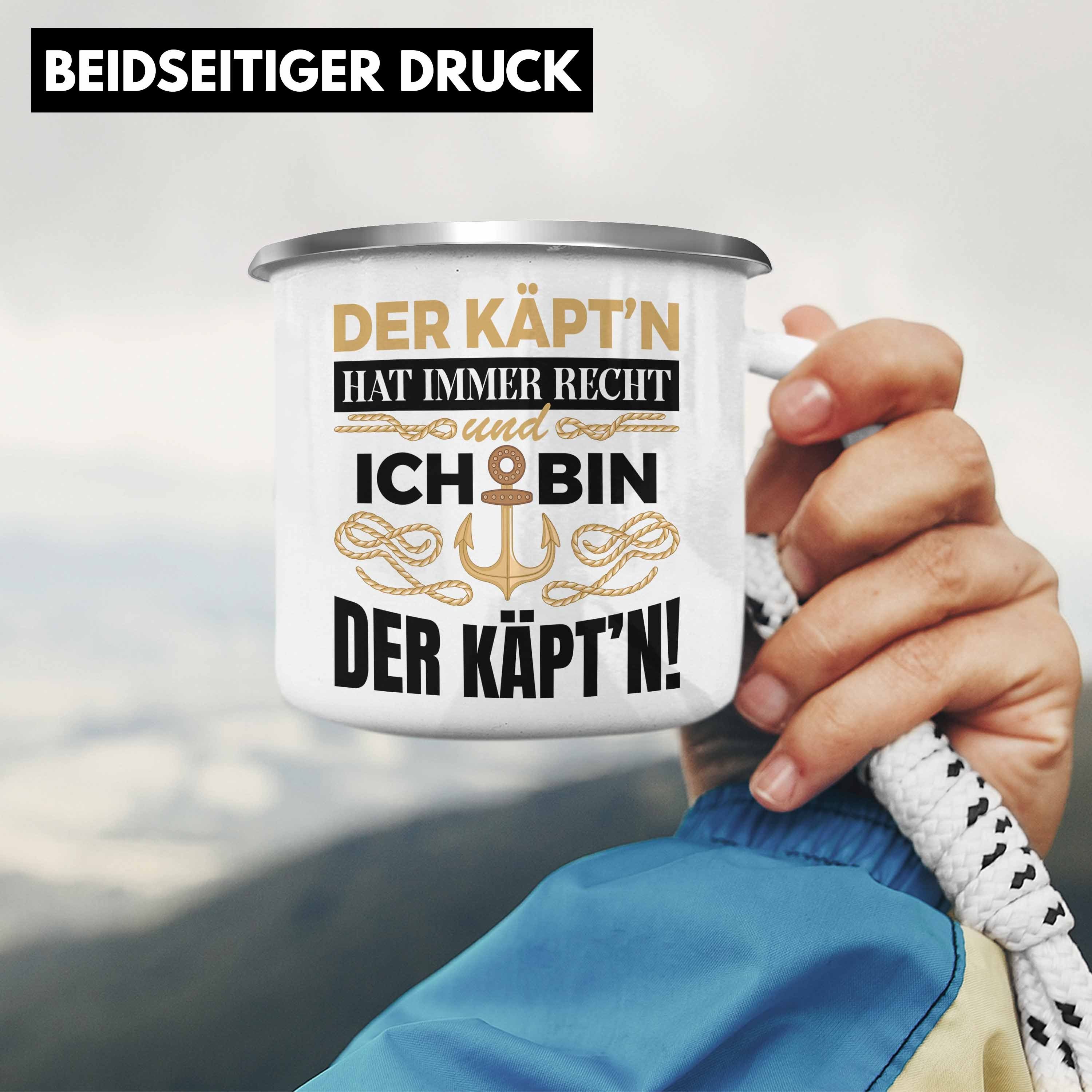 Sportboot Trendation Motoboot Silber Segler Geschenk Herren Tasse Spruch Trendation Bootsfahrer - Emaille Kapitän Käptn Lustiger Thermotasse Segeln