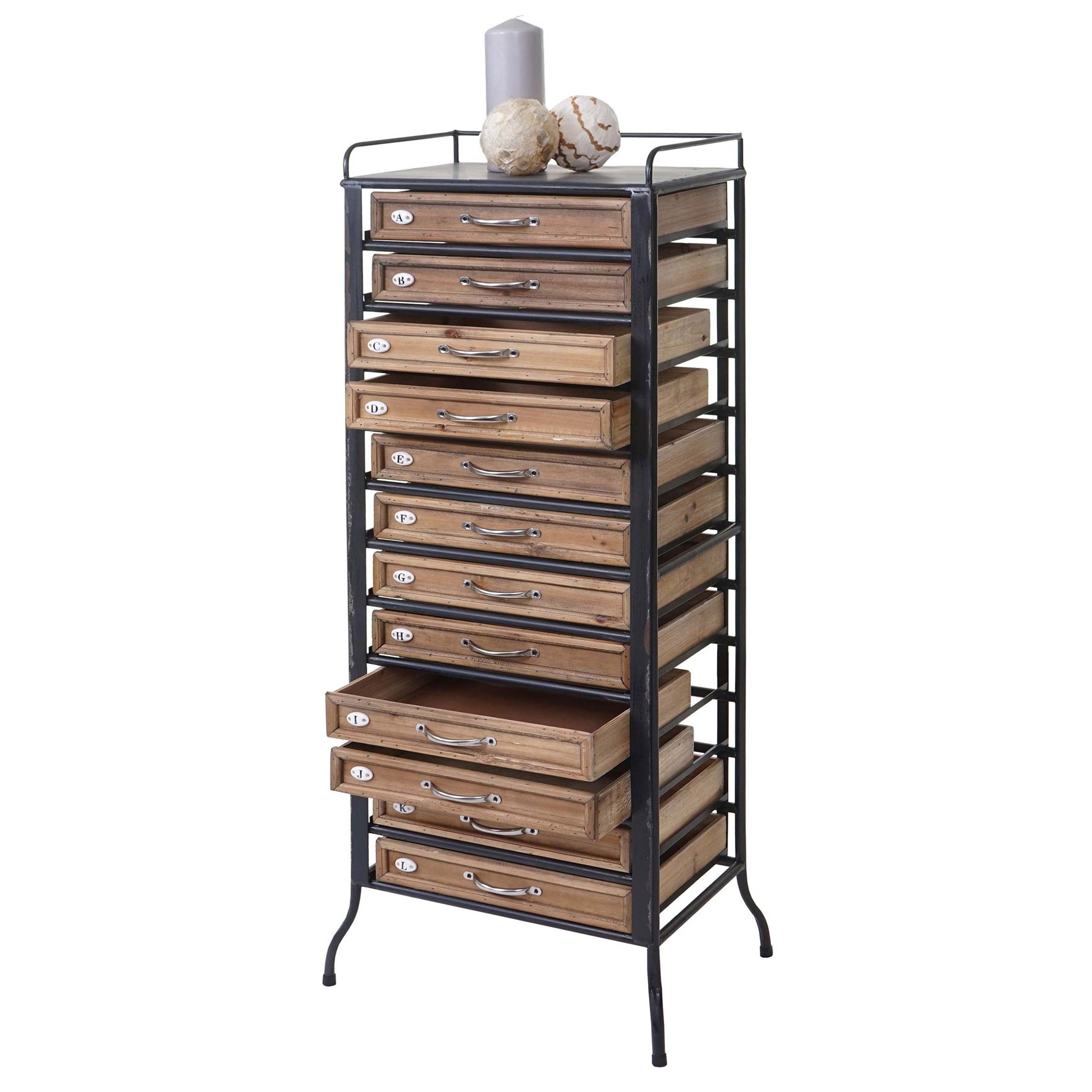 MCW Apothekerschrank MCW-A43-129 12 herausnehmbare Schubladen, Inkl. Bodenschoner aus Kunststoff