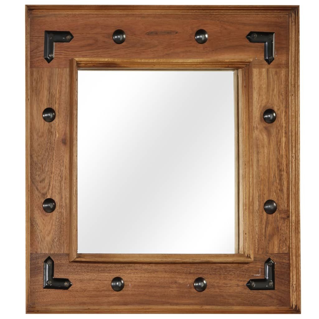 furnicato Wandspiegel Runder Spiegel mit Echtholzrahmen 50 x 50 cm in Naturfarbe (1-St), Wetterfestes Wandglas mit Vintage-Charme für Flur oder Badezimmer