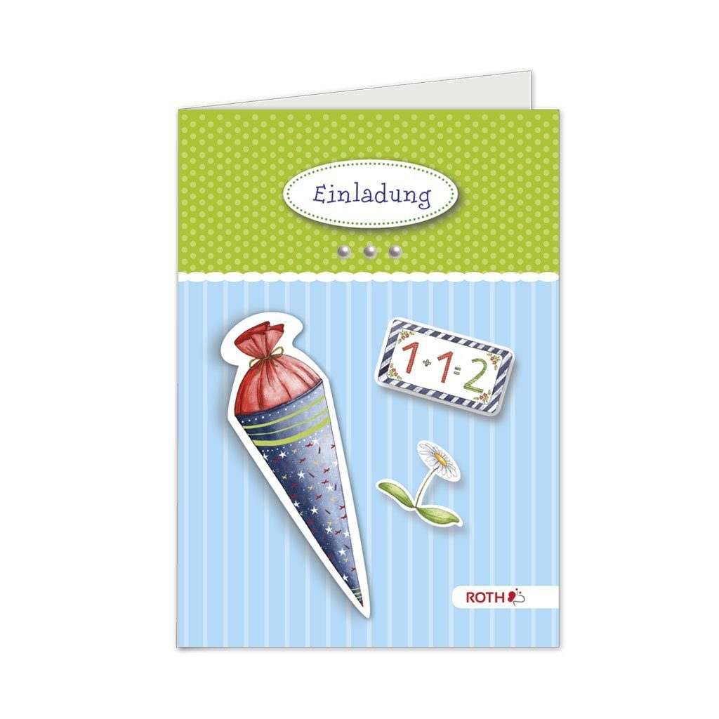 Roth Einladungskarten Roth 3D-Einladung zum Schulanfang blau