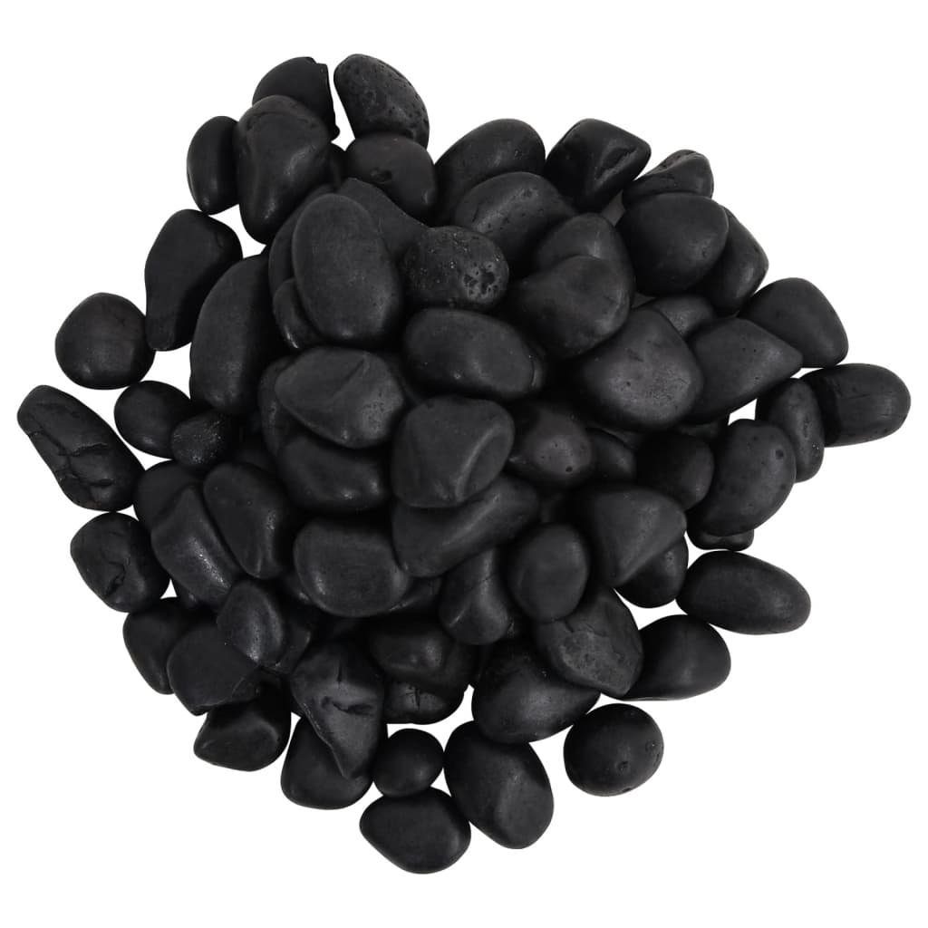 vidaXL Aquariendeko Polierte Kiesel 10 kg Schwarz 2-5 cm