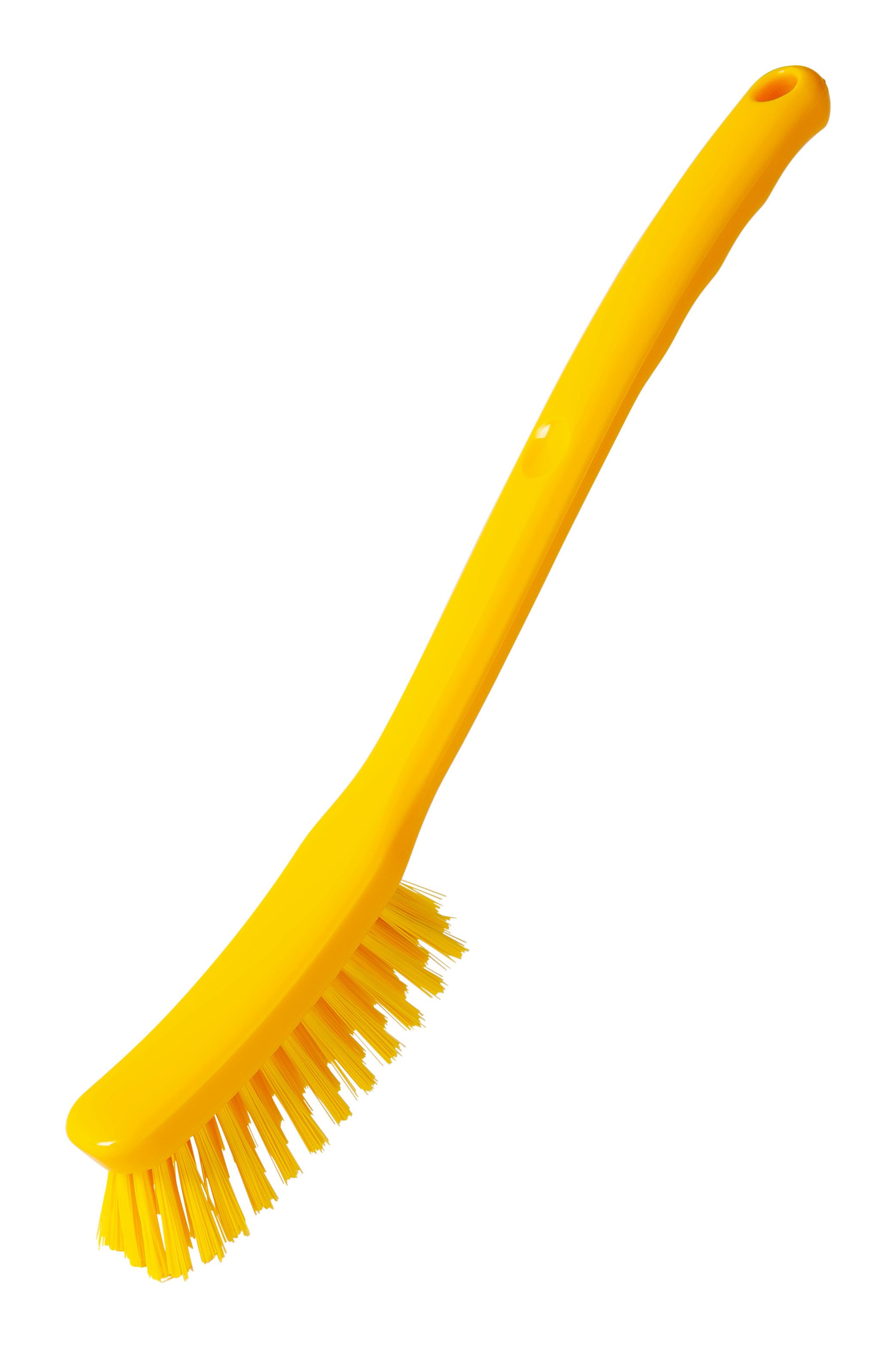 haug bürsten Reinigungsbürste Stielbürste schmall - in gelb- ca. 295 x 25 x 55 mm, mittlere Borstenhäre aus PBT für gründliche Reinigung - PP Material