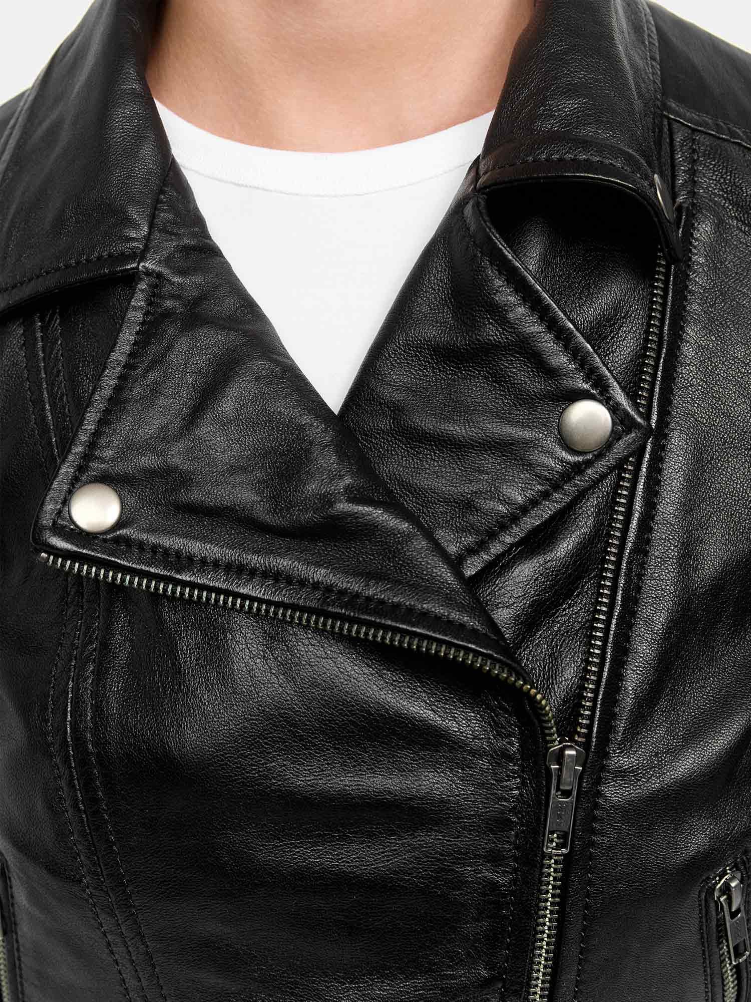 Tazzio Lederjacke Damen F509 Leder Jacke mit coolen Zipper-Details & Reverskragen – Bild 4 von 5