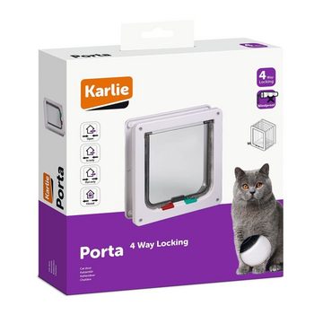 Karlie Haustierklappe Katzenklappe Porta 4-Wege-Verschluss 23,5x5x25,2 cm Weiß
