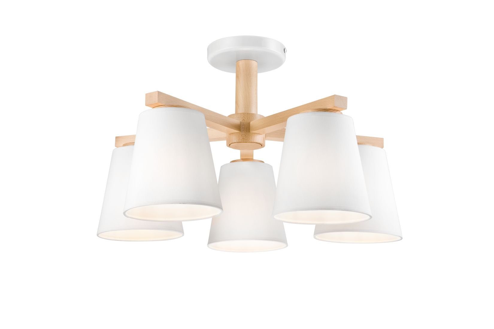 Deckenlampe Flur Licht-Erlebnisse Holz Deckenleuchte Weiße ohne Stoffschirm MAIDEL, Wohnzimmer Leuchtmittel, skandinavisch
