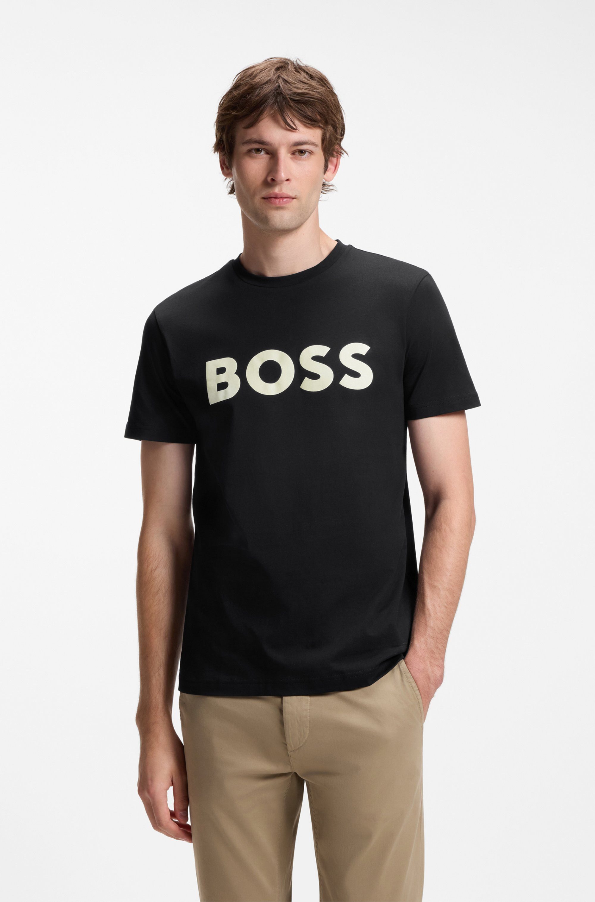 BOSS ORANGE T-Shirt Thinking (1-tlg) Rundhalsausschnitt, Regular Fit, großer Logodruck – Bild 3 von 5
