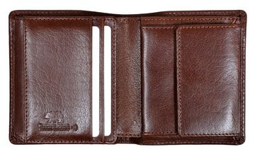 Brown Bear Geldbörse Modell Tim kleines Hochformat Echtleder RFID Schutz, mit 8 Kartenfächern und einem Sichtfenster Braun
