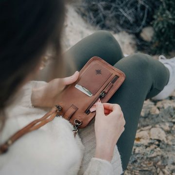 DRAKENSBERG Handytasche zum Umhängen »Vic« Oliv-Grün, Canvas Leder Smartphone-Tasche mit Münz- und Geldfach für Herren