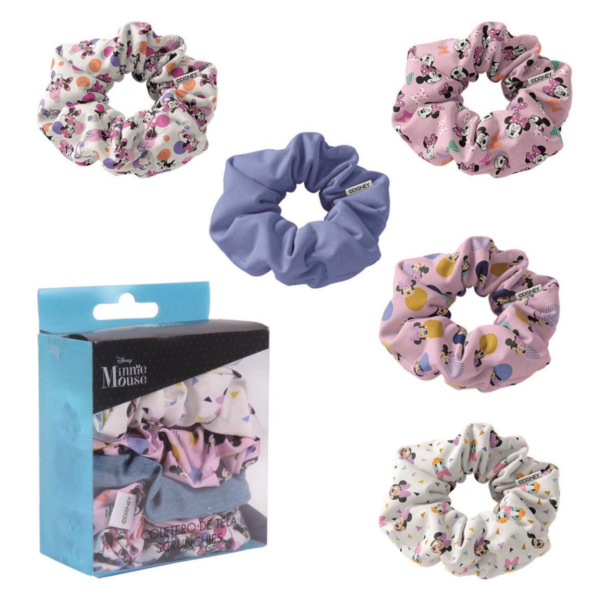 Cerda Haarband Disney Minnie Haar-Accessoires Scrunchies 5er-Pack 100% Polyester, 5-tlg.