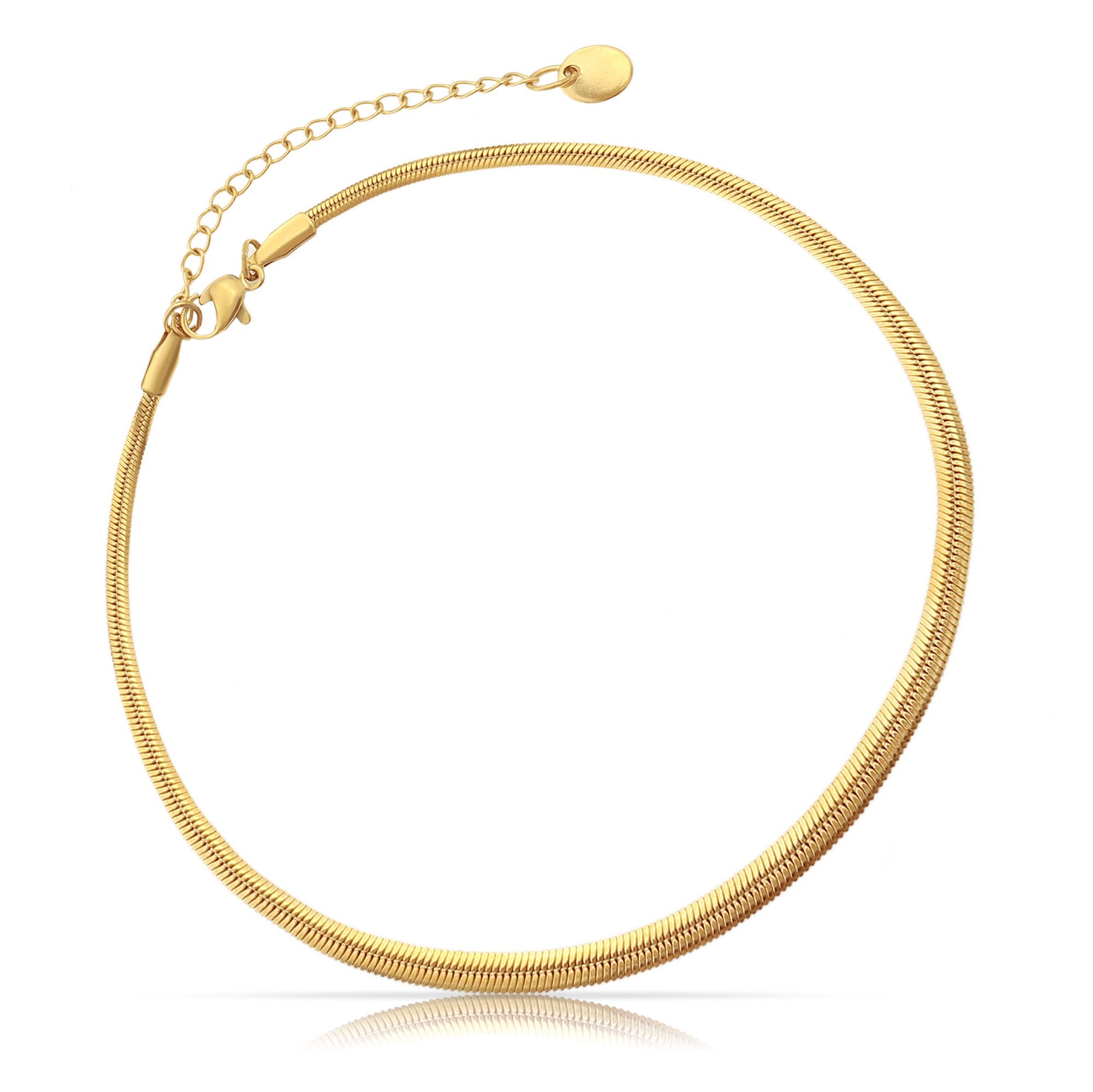 Made by Nami Fußkette mit starkem Karabiner-Verschluss Edelstahl, Schlangen-Design Fußschmuck Damen