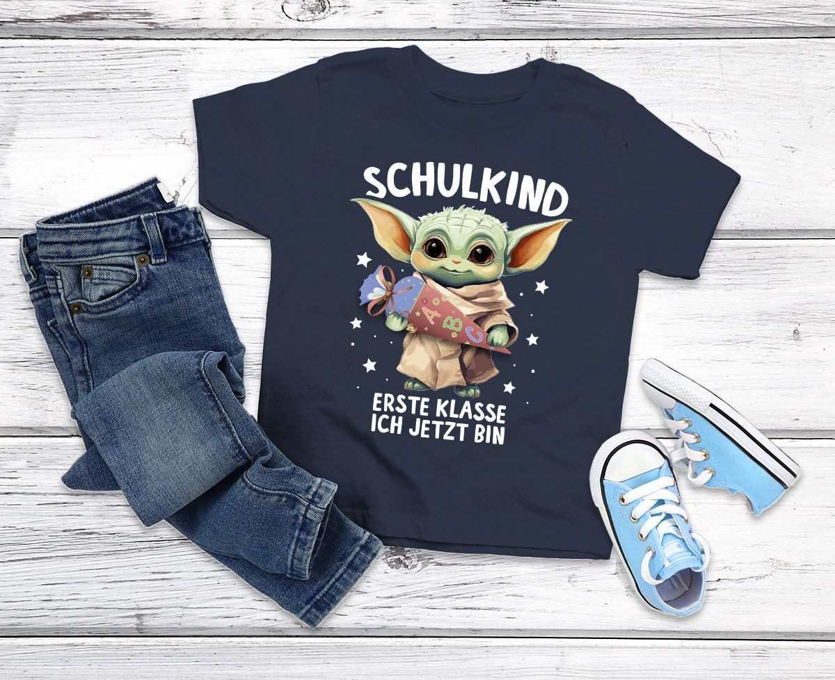 Print-Shirt Kinder Jungen T-Shirt Einschulung Baby Yoda Schulkind Erste Klasse