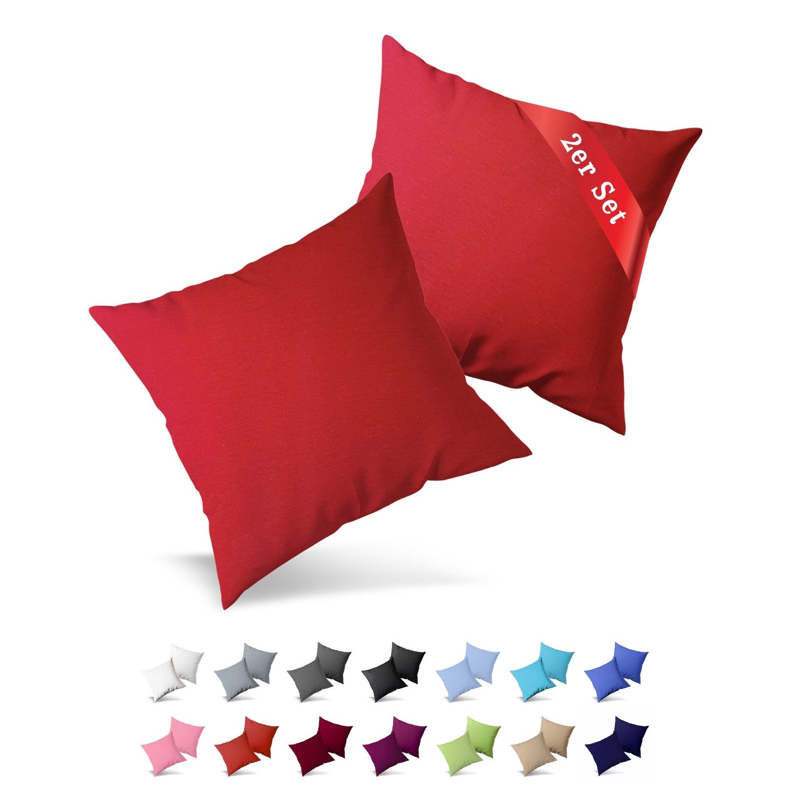 Buymax Наволочки Kissenbezug 100% Baumwolle Premium Jersey, (2 Stück), Kissenhüllen, Reißverschluss, atmungsaktiv, unifarben, einfarbig