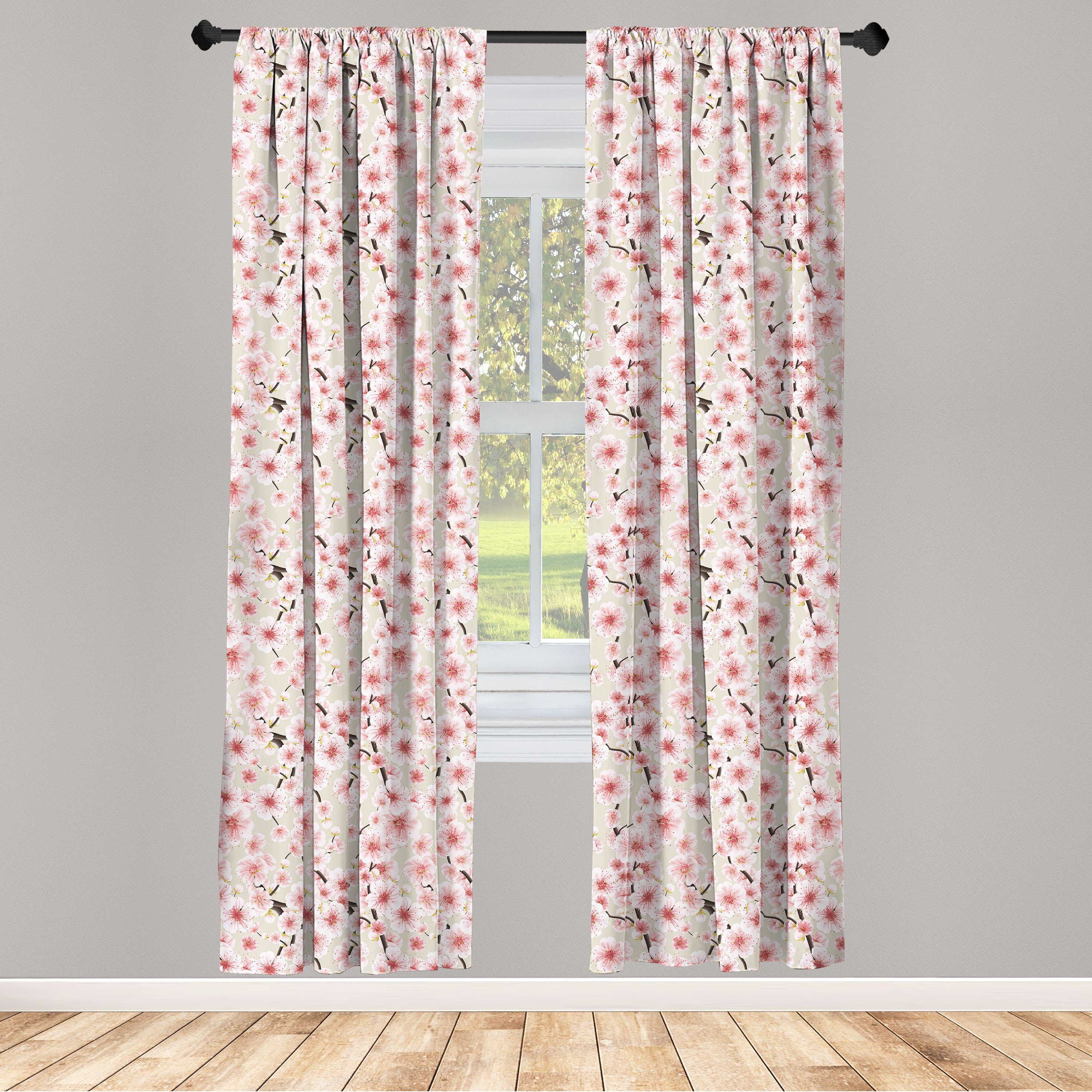 Gardine Vorhang für Wohnzimmer Abakuhaus, Flourish Kirschblüte zufällige Microfaser, Schlafzimmer Dekor
