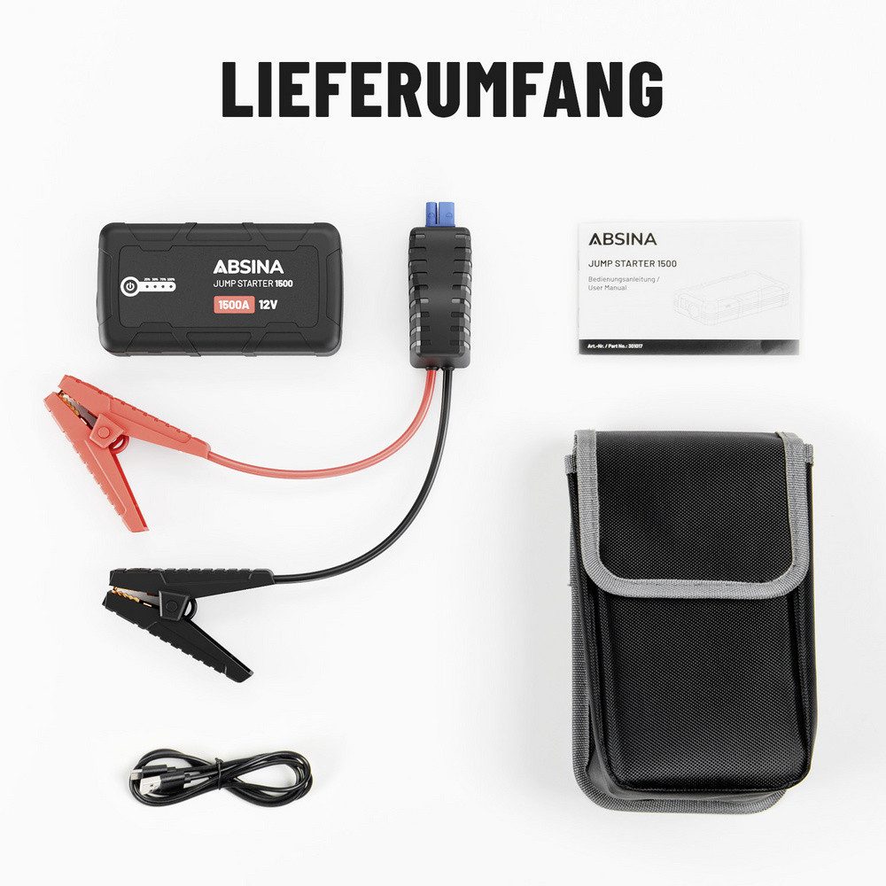 ABSINA Absina Kfz-Ladegerät 301017 Starthilfestrom (12 V)=400 A Energiestation 2500 mAh