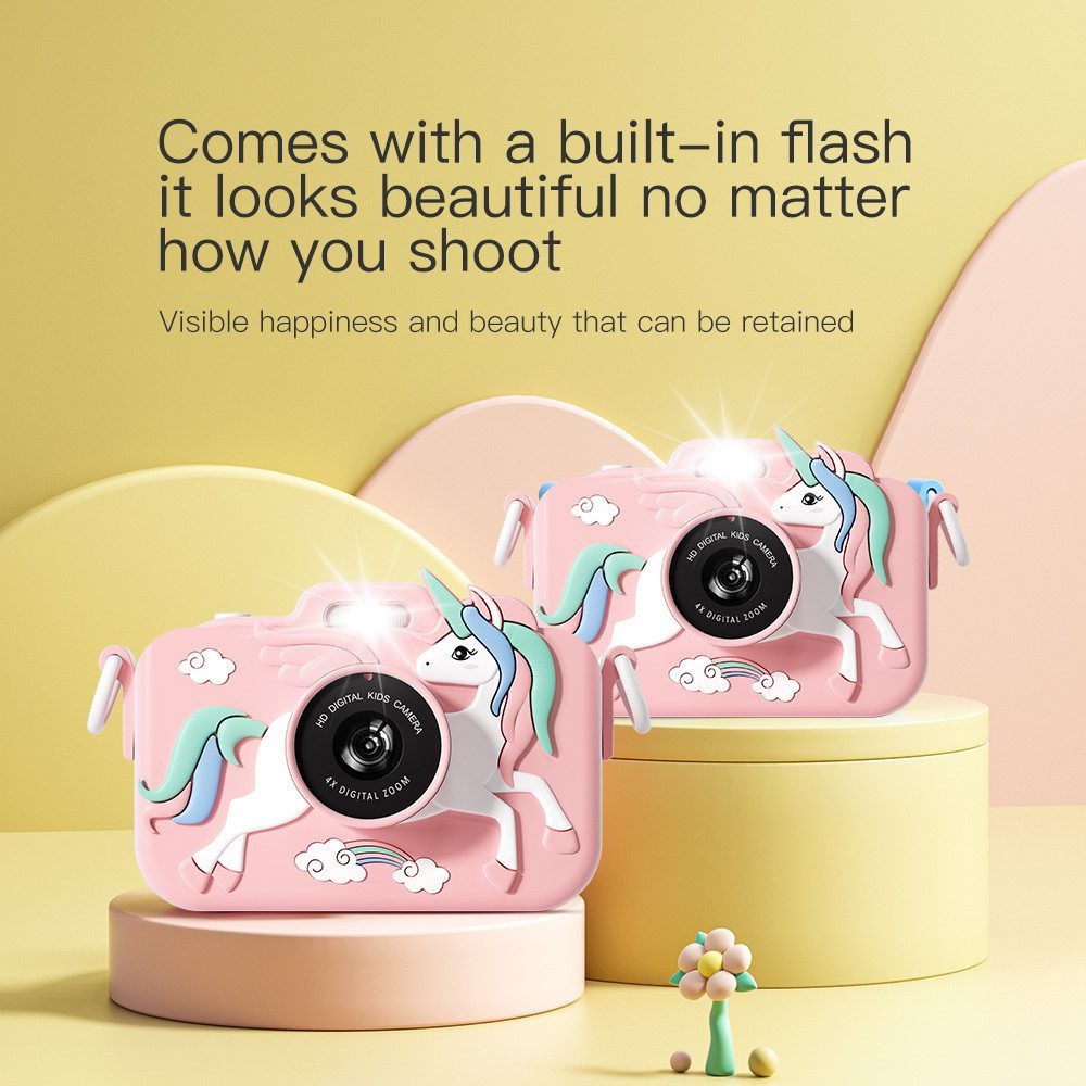 POPOLIC Kinderkamera 1080P 2,0-Zoll-Bildschirm Kamera Kinder mit 64GB-Karte Kinderkamera (8x opt. Zoom, inkl. Selfie Digitalkamera Kinder Fotoapparat Kinder, für 3-12 Jahre Jungen und Mädchen Weihnachten Spielzeug)
