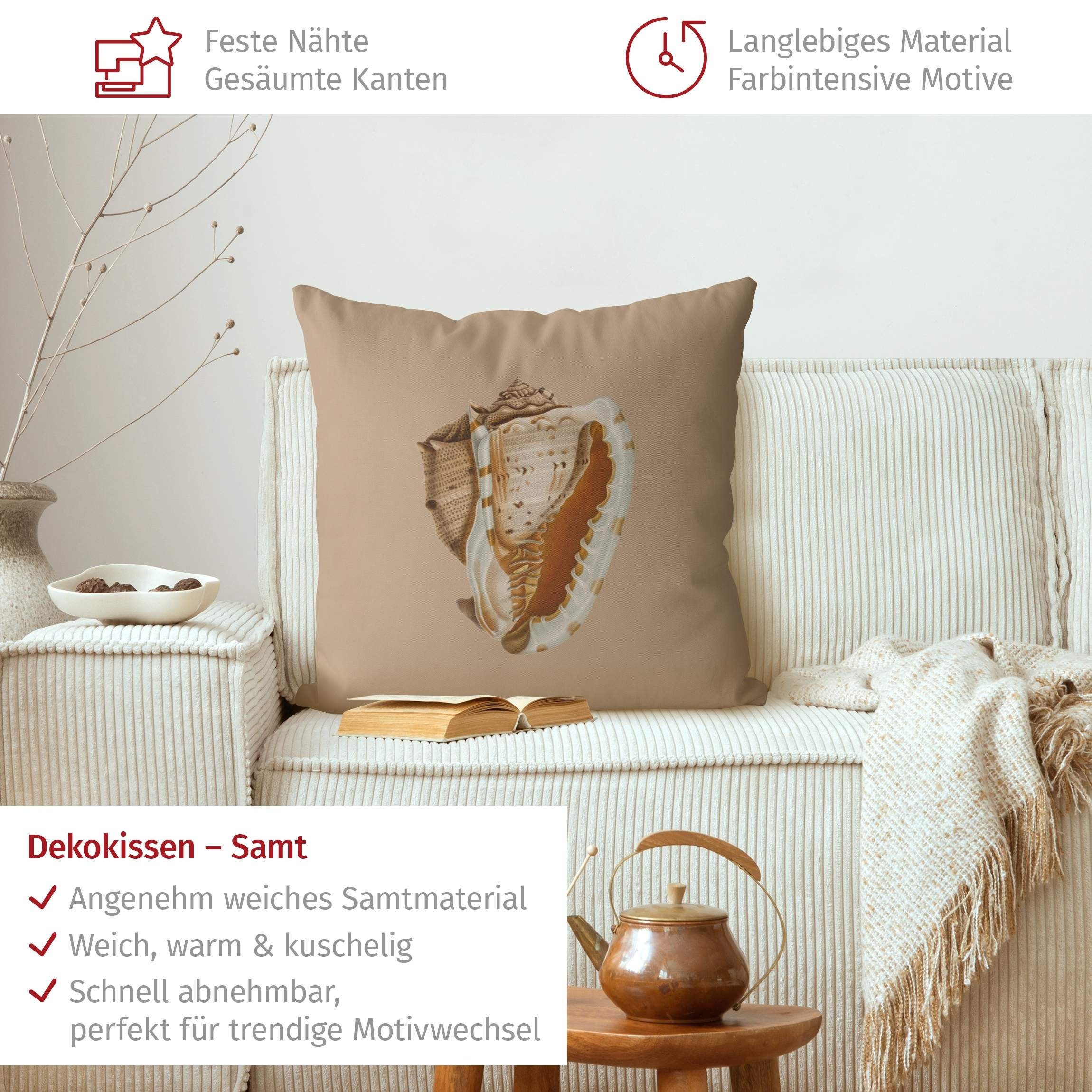 Bilderdepot24 Dekokissen drinnen Kissenhülle/ Sofakissen/ Zierkissen braun Strand Illustration, Bezug mit / ohne Füllung Zierkissen Outdoor Sofa Bett