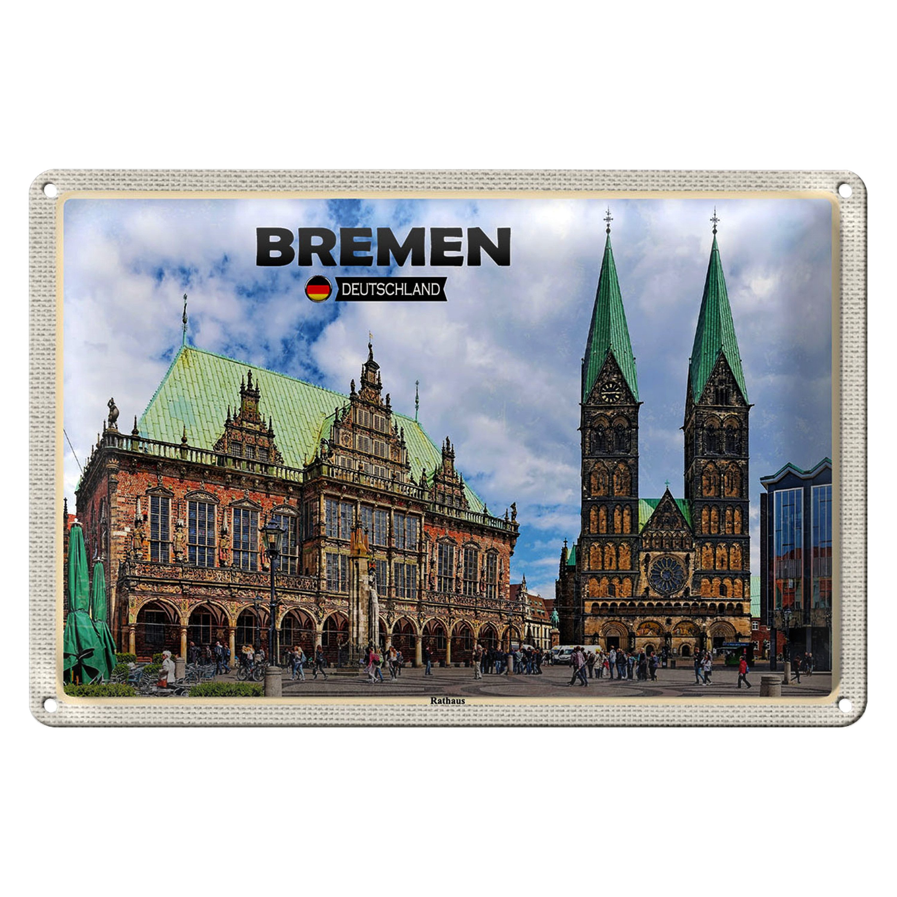 Roomando Metallschild Blechschild Städte Bremen Deutschland Rathaus 30x20cm
