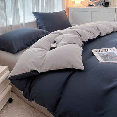 Bettwäsche Set Einfache solide Farbe Doppelseitige Bettbezug Set, Coonoor, 4 teilig, Weich und bequem