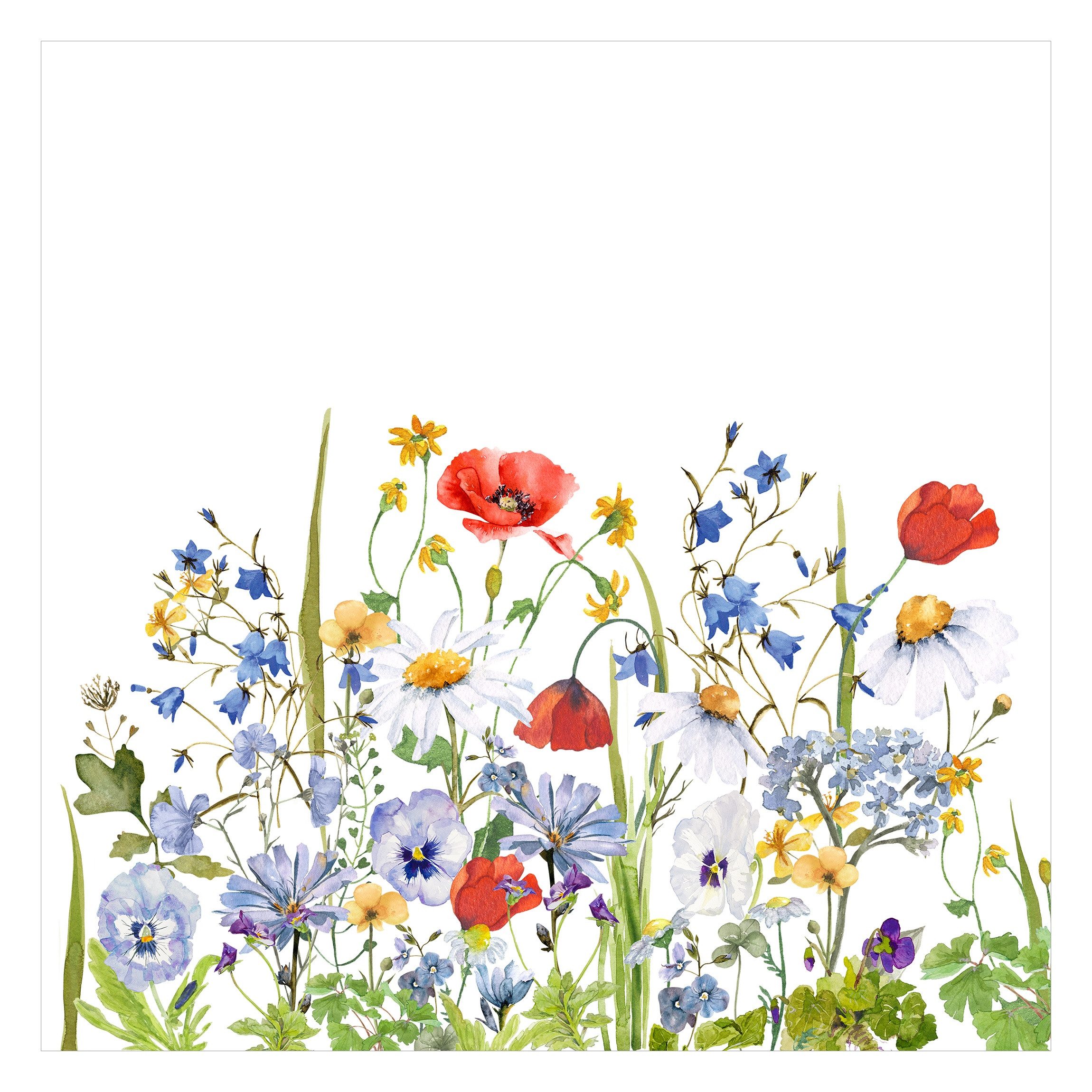 Bilderdepot24 Fototapete Mohnblumen Aquarell Blumenwiese Mohn Floral Blumen Natur Wanddeko, Glatt, Matt, (Vliestapete inkl. Kleister oder selbstklebend), Wohnzimmer Schlafzimmer Küche Flur Motivtapete Vliestapete Wandtapete