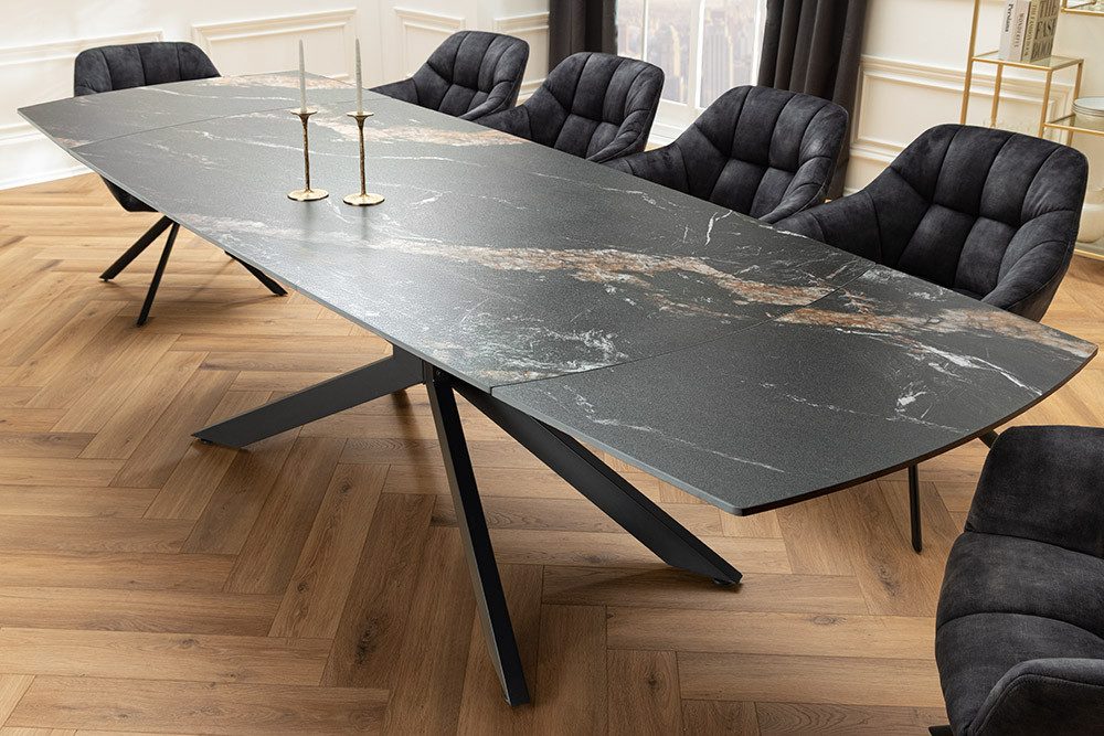 riess-ambiente Esstisch COSMOS 160-240cm schwarz/gold/sand - Keramik, Metall, ausziehbar, chic (Einzelartikel, 1-St), verlängerbarer Konferenztisch für 12 Personen - ideal für Essbereich