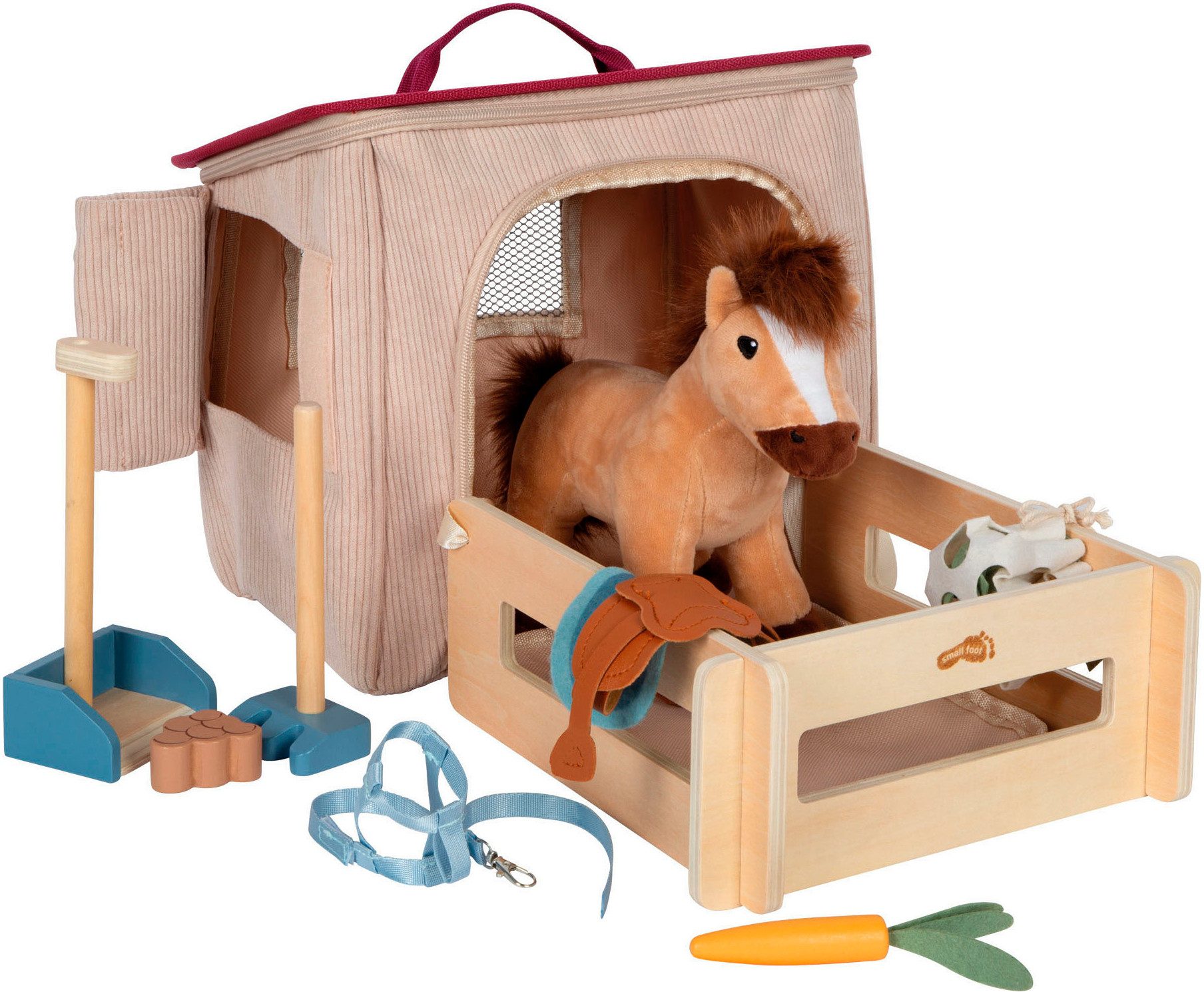 Small Foot Spielwelt Spielset Pferd mit Stall und Zubehör