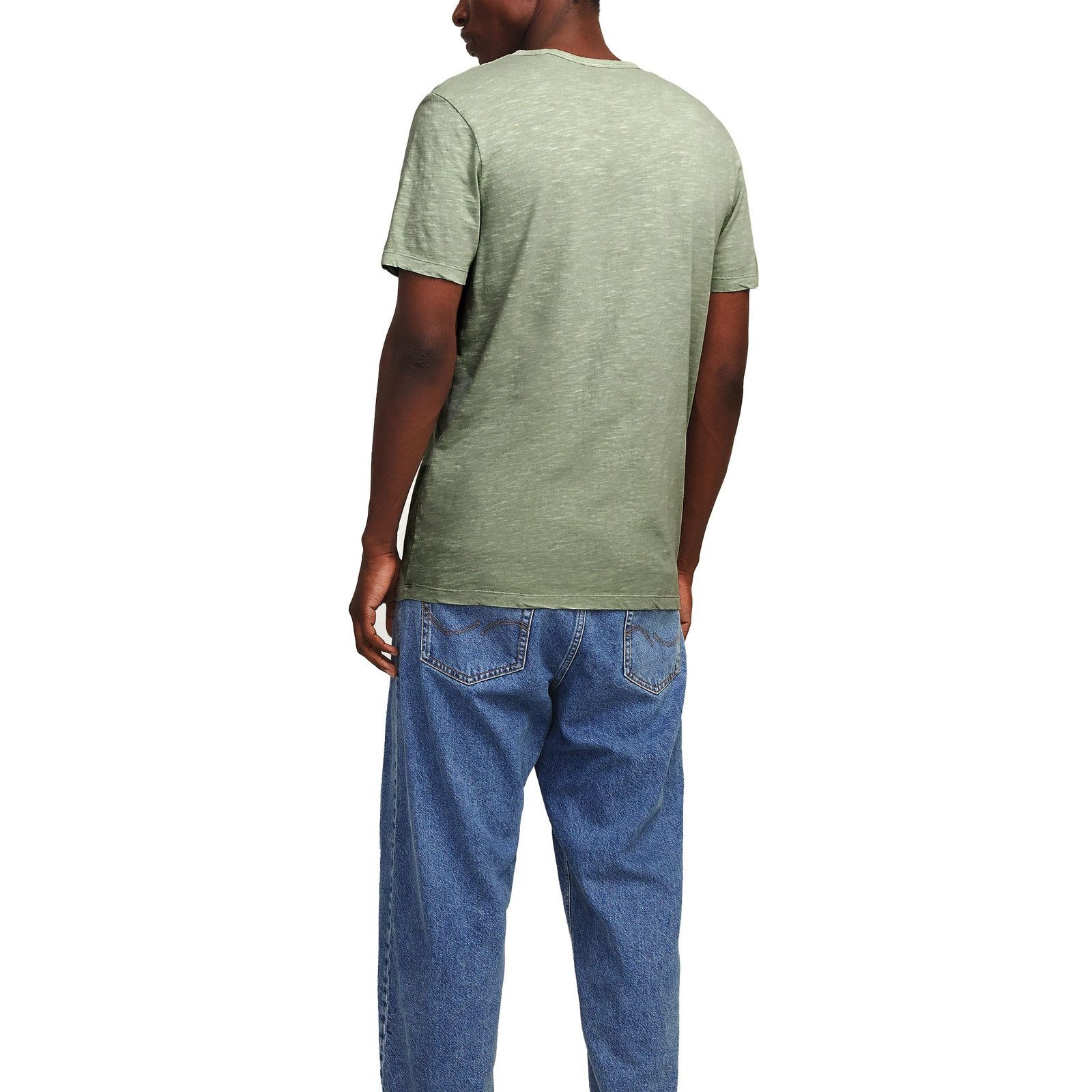 Jack & Jones T-Shirt JJESPLIT Neck Tee SS mit Splitneck-Ausschnitt und zwei Deko-Knöpfen