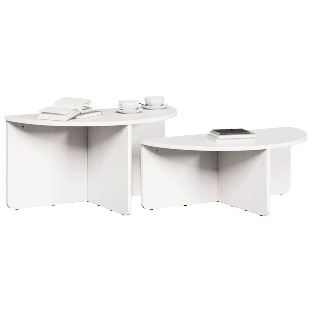 vidaXL Couchtisch Couchtisch 2 stk. Weiß 79 x 39,5 x 40 cm Massivholz Kiefer (2-St)