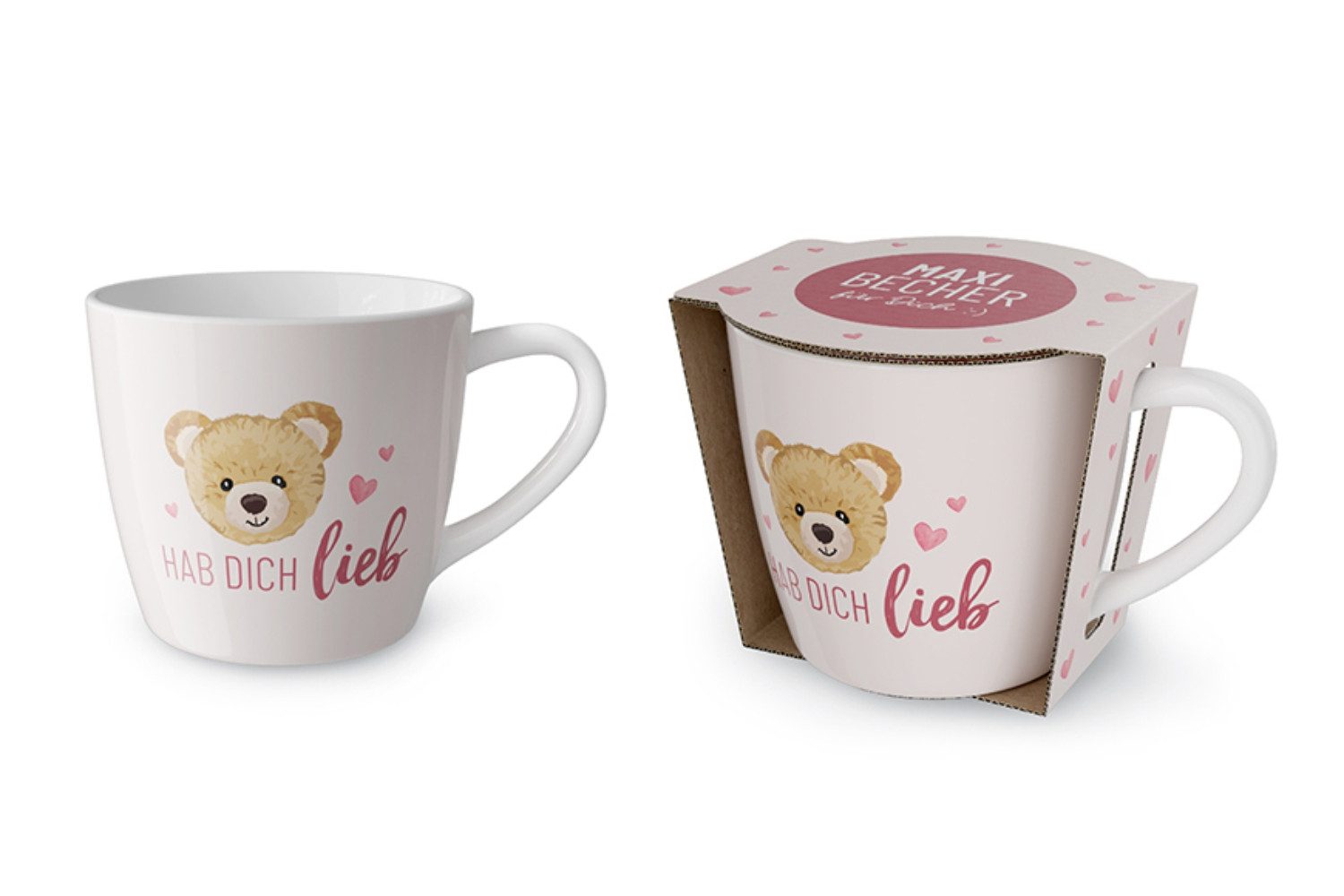 La Vida Geschenk für Dich Cappuccinotasse la Vida Maxi-Becher für Dich, 400 ml, "Hab Dich lieb", Spülmaschinengeeignet