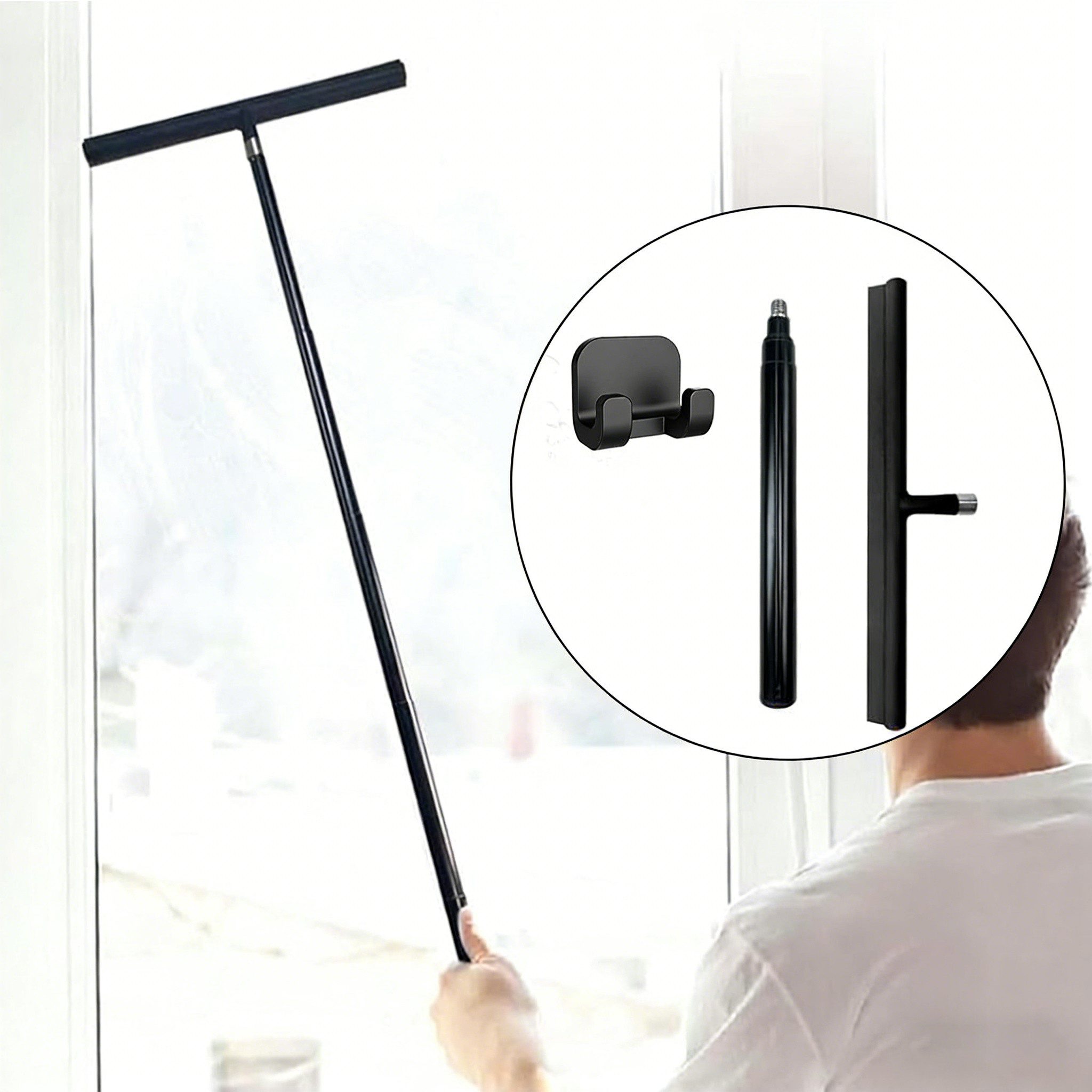 wohnTRAUM24 Fensterreiniger Teleskop-Fensterwischerset, 2-in-1-Teleskopstange Fenster, Mit einer bis zu ca. 170cm Teleskopstange