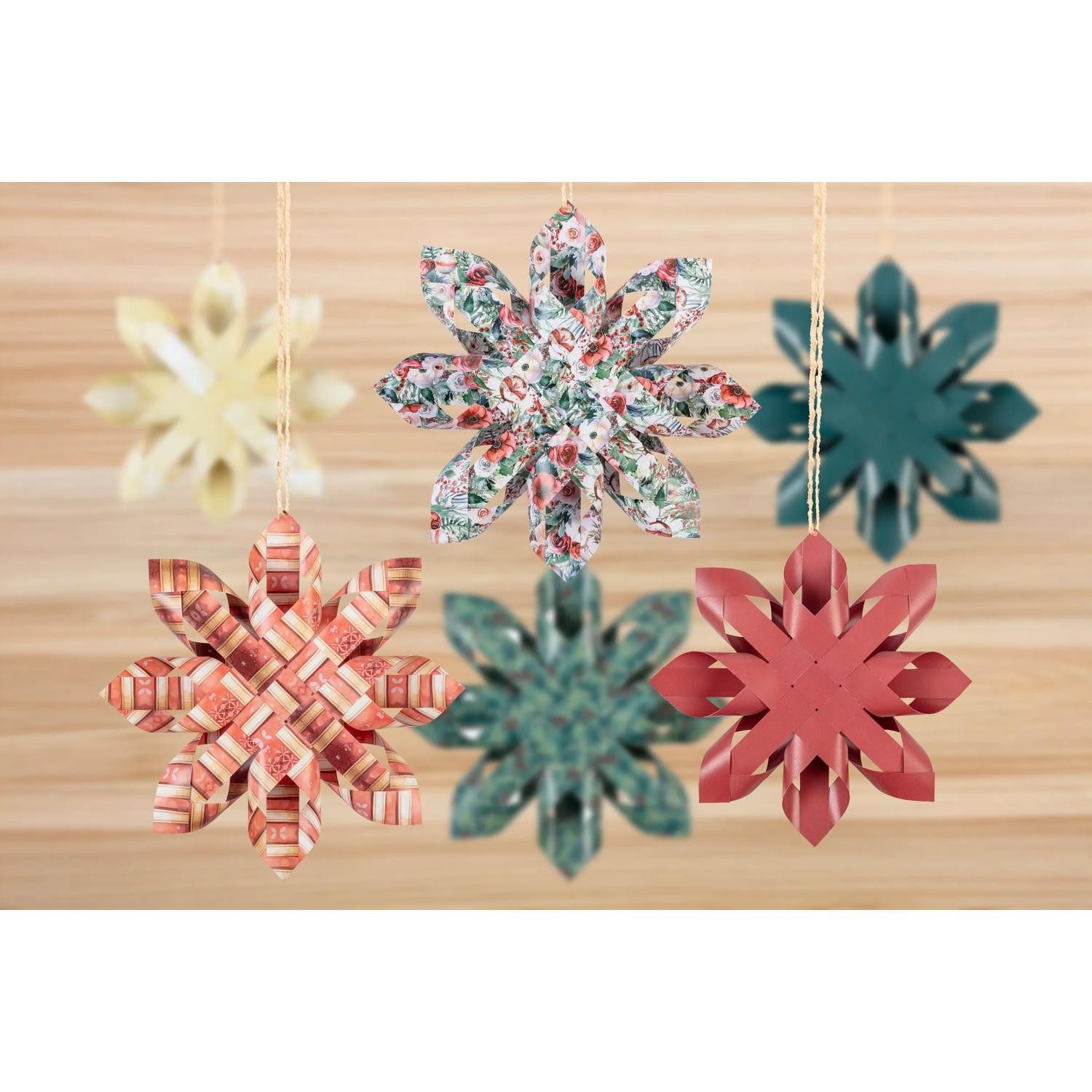 CLAIREFONTAINE Geschenkpapier 5x Set 6 dekorative Sterne Weihnachten 95867C, Bedrucktes Papier