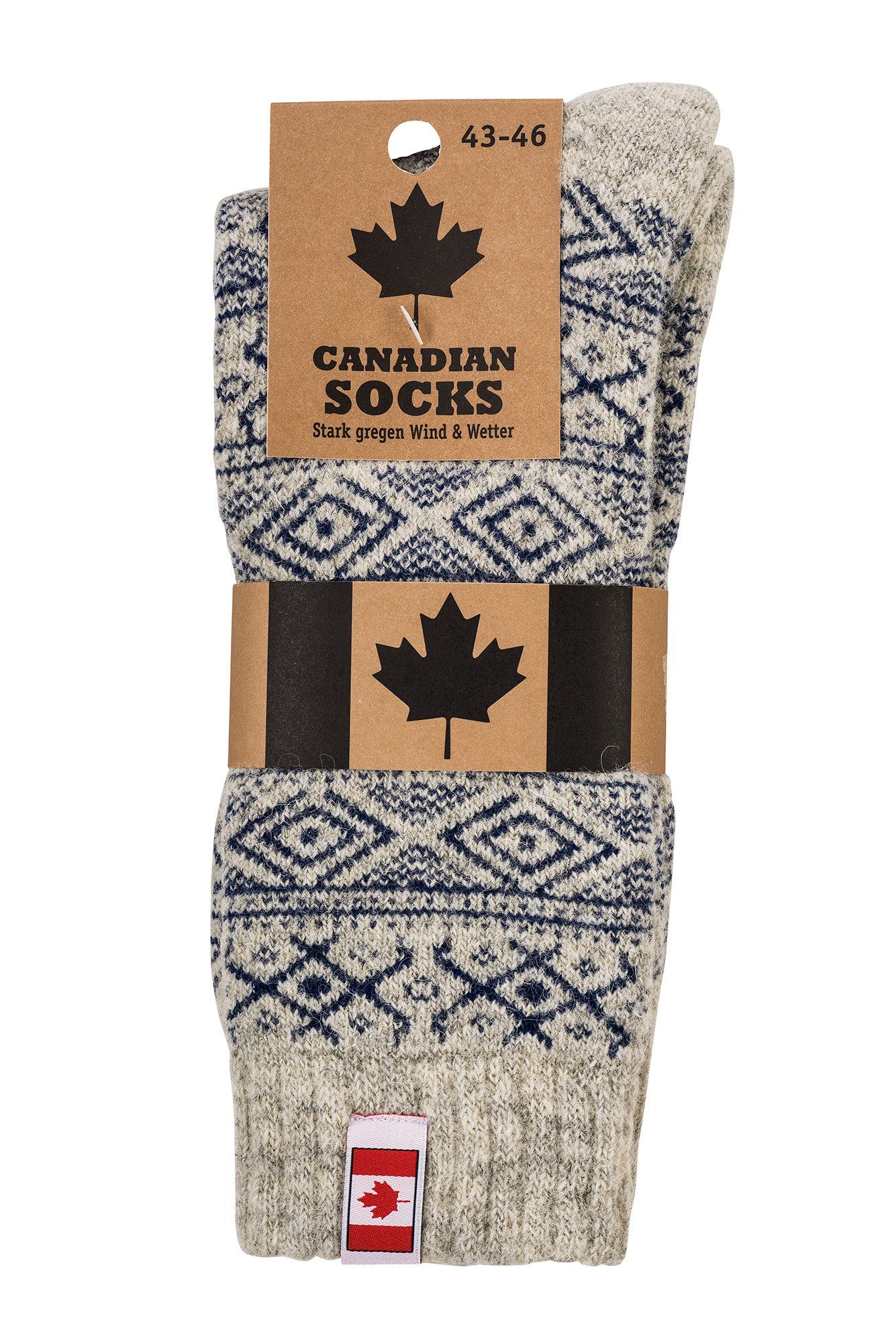TippTexx 24 Thermosocken 2 Paar Canadian Socks THERMO-Wollsocken mit 70% Schafwolle Unisex (2 Paar) Vollplüsch-gefüttert