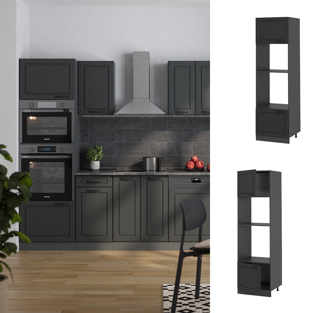 Vicco Mikrowellenumbauschrank R-Line, Anthrazit Landhaus/Anthrazit, 60 günstig online kaufen