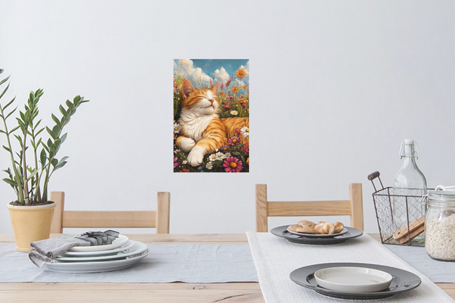 MuchoWow Wandsticker Katze - Blumen - günstig online kaufen