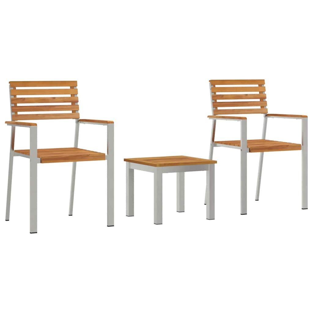 vidaXL Gartenlounge-Set Garten-Ess-Set 3 pcs Braun Massives holz, (3-tlg)