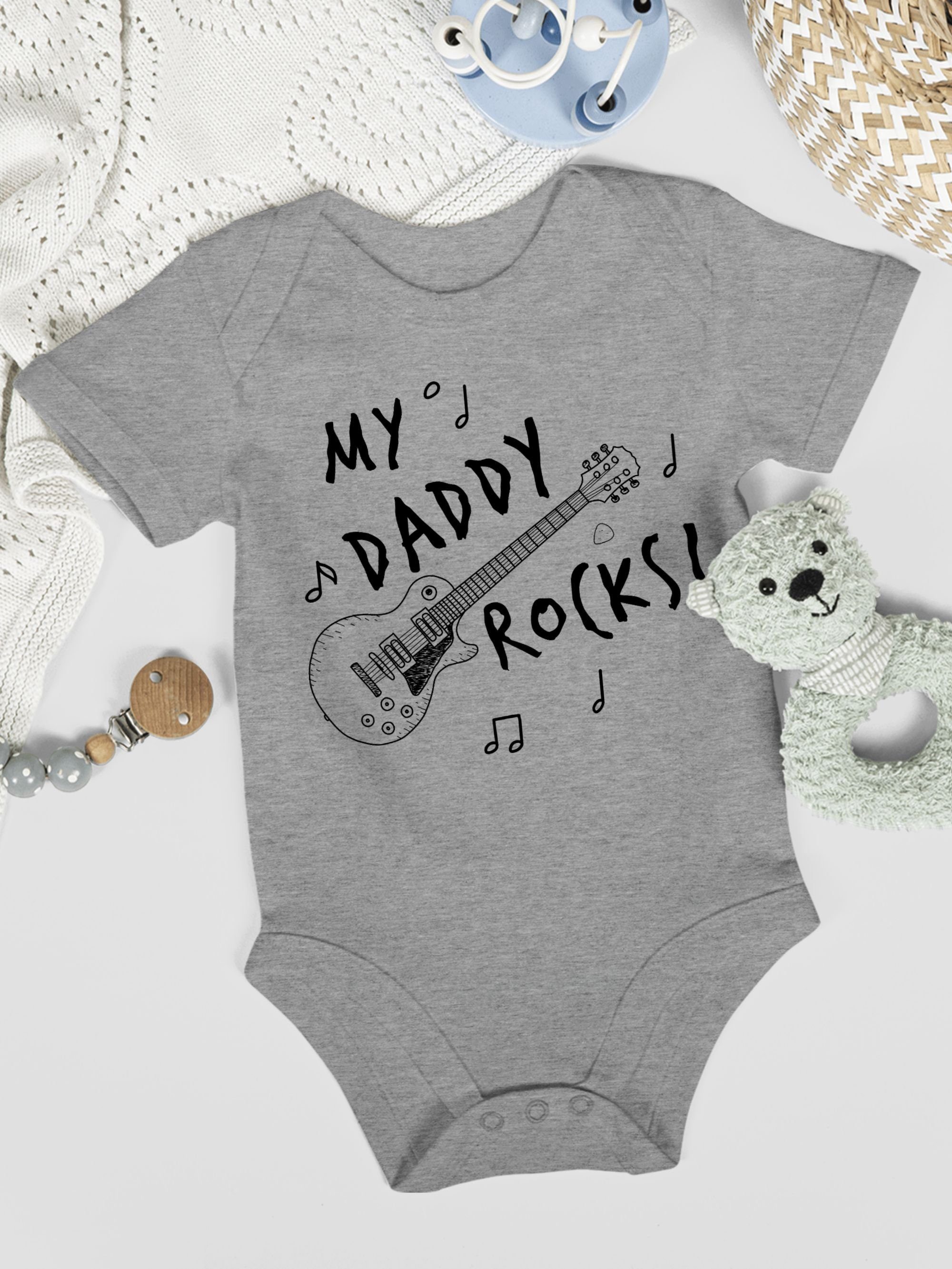 Shirtracer Shirtbody My meliert Grau 1 rocks Daddy Geschenk Vatertag Baby