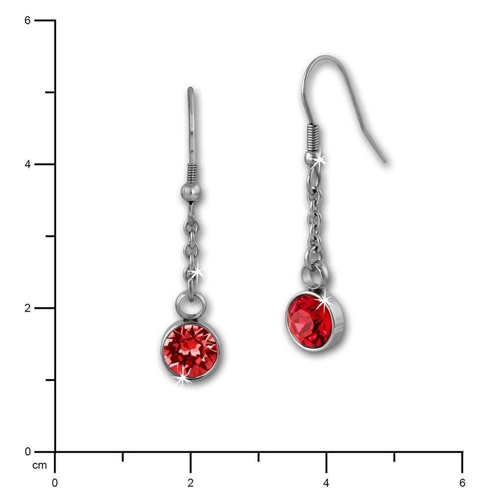 Amello Paar Ohrhänger Amello Ohrringe Edelstahl Ohrhänger rund (Ohrhänger), Damen Ohrhänger rund aus Edelstahl (Stainless Steel) silberfarben, rot