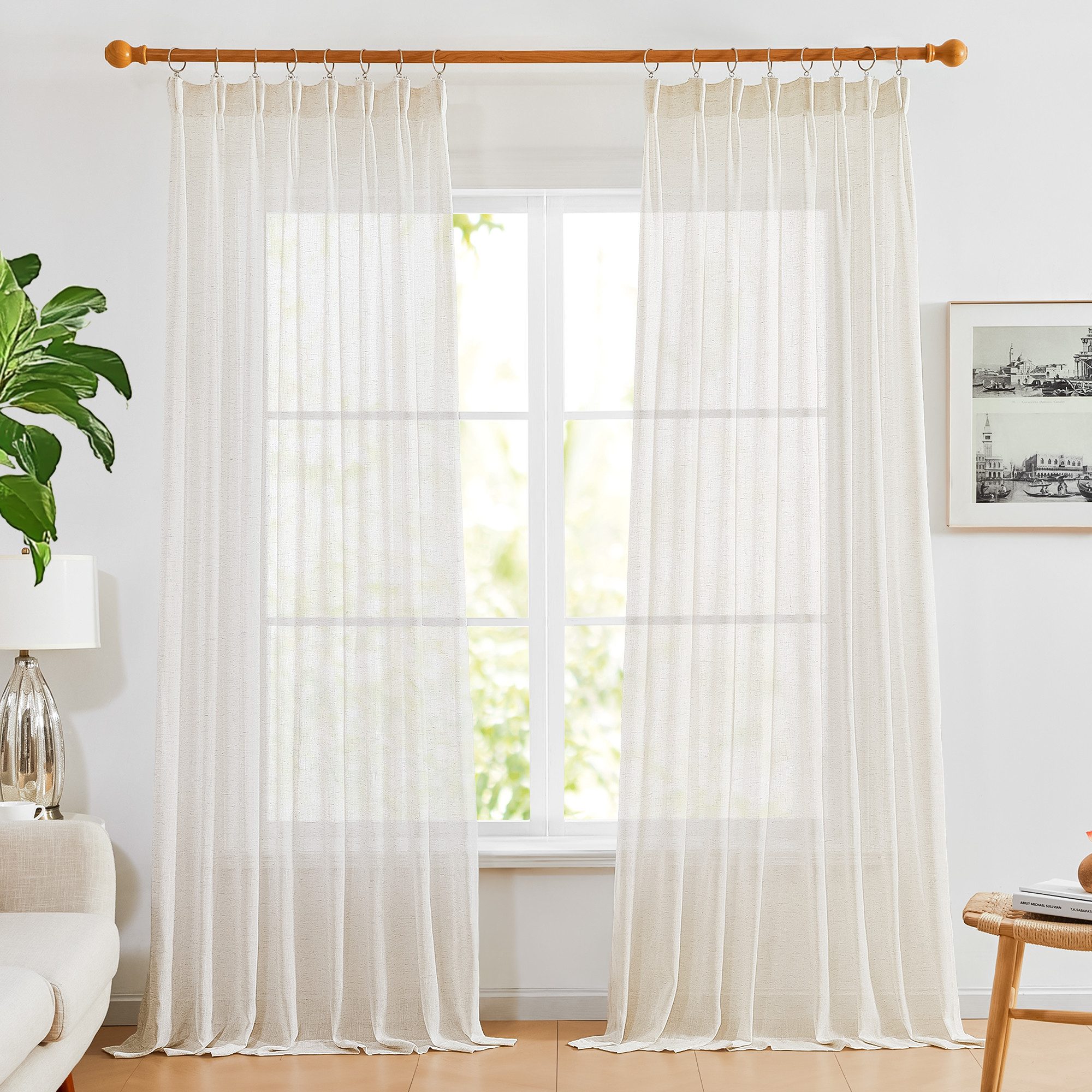 Deconovo Vorhang Halbtransparent Gardinen mit Kräuselband Voile Vorhänge fü günstig online kaufen