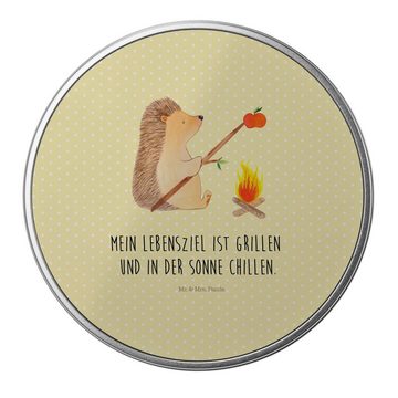 Mr. & Mrs. Panda Aufbewahrungsdose Igel Grillen - Gelb Pastell - Geschenk, Gute Laune, Geschenkbox, Sinn (1 St), Besonders glänzend