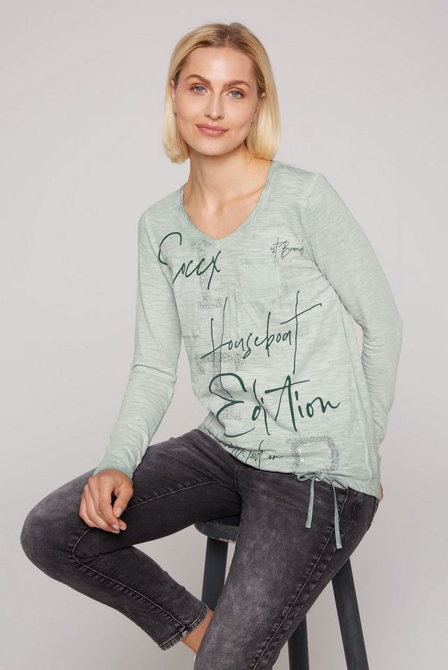 SOCCX Langarmshirt aus Baumwolle, Glitter Wording Print vorne
