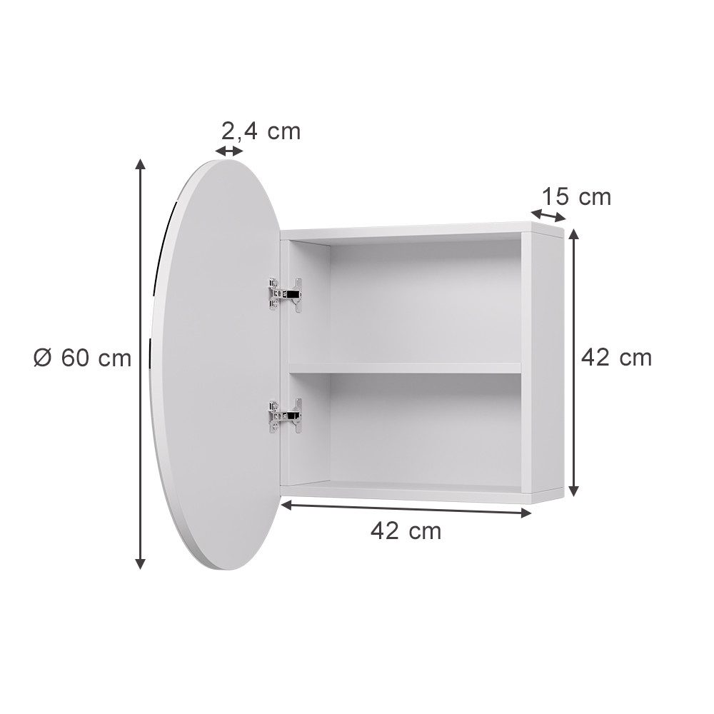 Vicco Badezimmerspiegelschrank Loki, Weiß, 60 x günstig online kaufen
