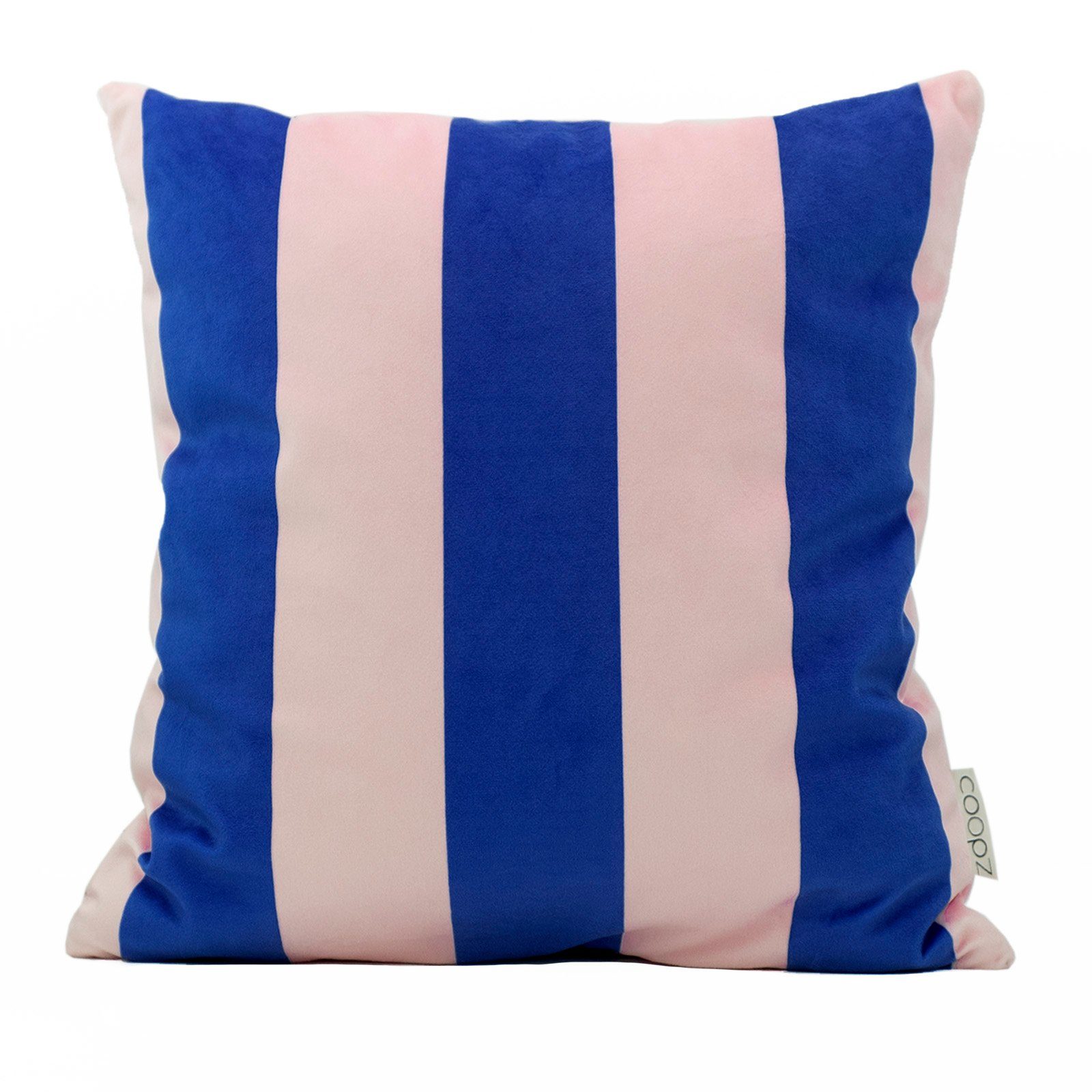 Kissenbezug coopz UV-beständig Handmade Stripe rosa coopz blue Samt Grafik, Velvet nature Kissenbezug