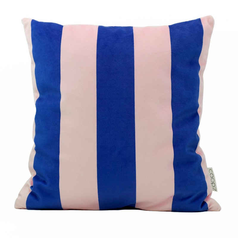 Kissenbezug coopz Kissenbezug Velvet Stripe blue rosa Samt nature UV-beständig Handmade Grafik, coopz