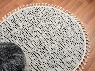 Hochflor-Teppich Moroccan Rockface, Myflair Möbel & Accessoires, rund, Höhe: 24 mm, modern, marokkanisches Design, meliert, flauschig weich, mit Fransen