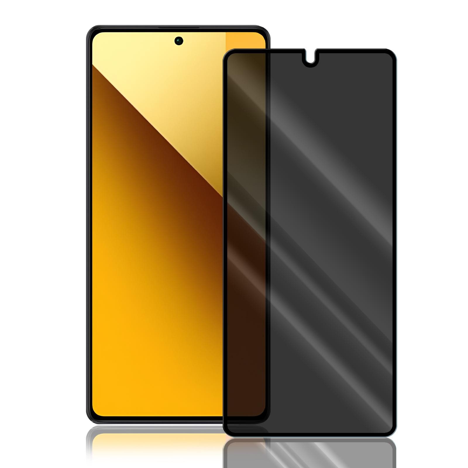 Numerva Schutzfolie Panzer Folie Echt Glas Folie für Xiaomi Redmi Note 13 5G, (1x Schutzfolie 2x Reinigungstücher), Anti Spy Schutzfolie Blickschutz Glasfolie Sichtschutzfolie