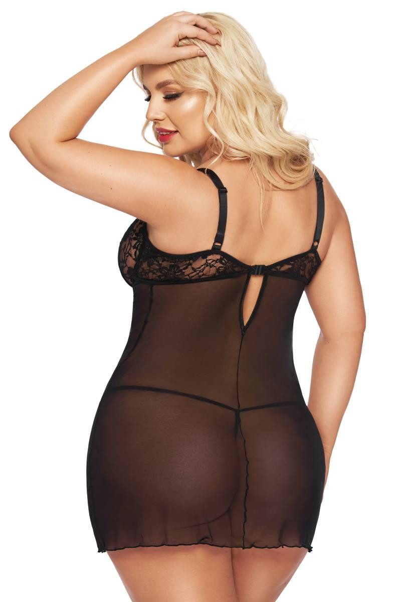 Softline Negligé Schwarzes Frauen Dessous Plus Size Chemise gestreift transparent mit B