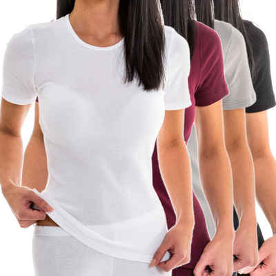 HERMKO Unterziehshirt Damen kurzarm Shirt mit Rundhals-Ausschnitt aus 100% Bio-Baumwolle