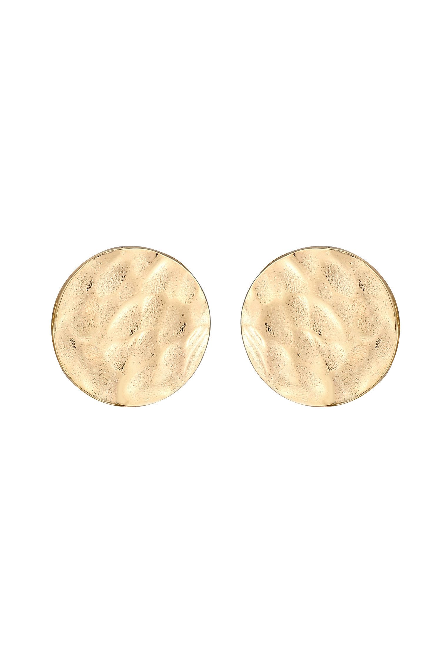 Kuzzoi Paar Ohrstecker Ohrstecker Plättchen Gehämmert 375 Gelbgold günstig online kaufen